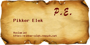 Pikker Elek névjegykártya